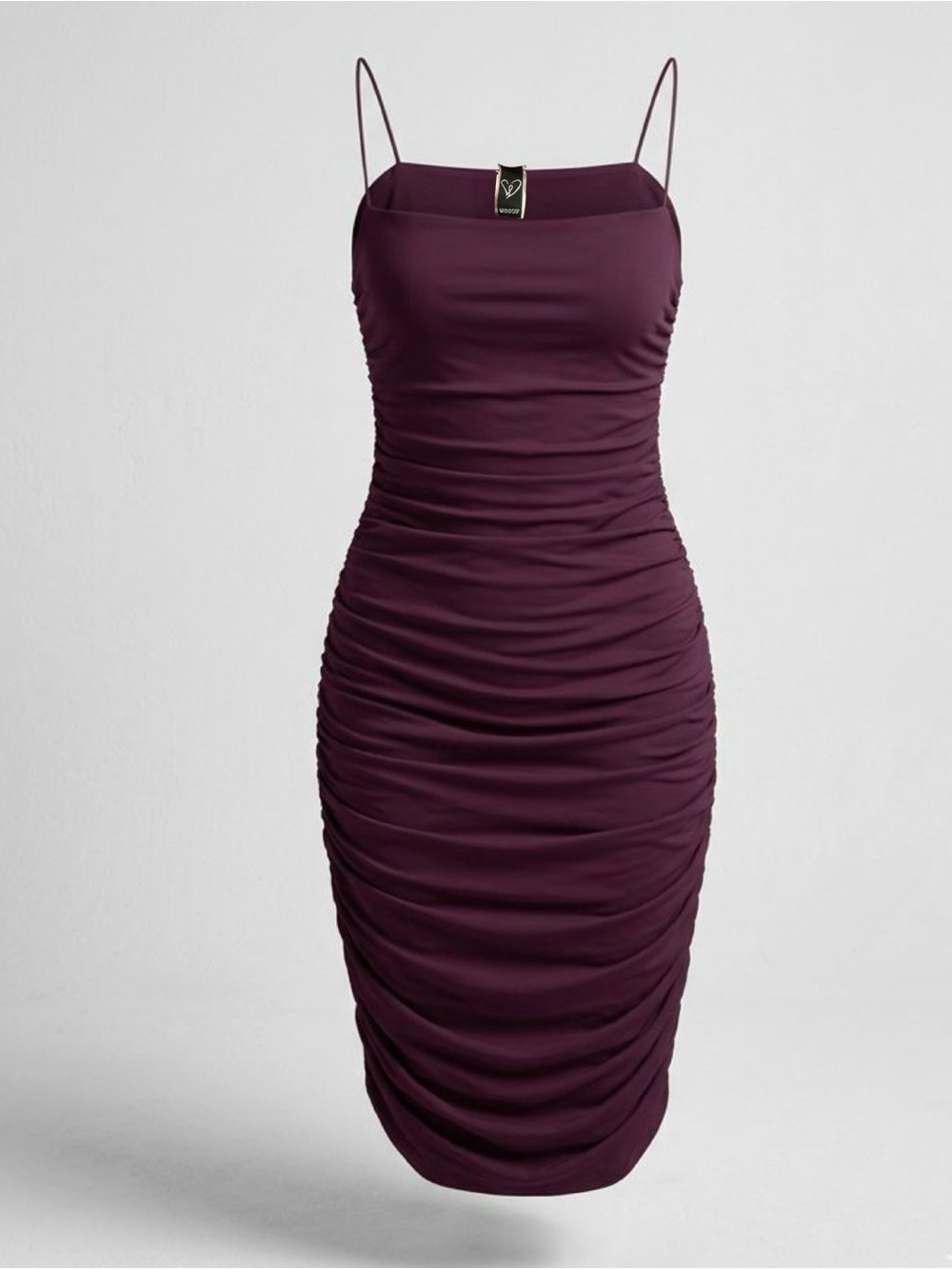 Windsor Burgundy Ruched Bodycon Midi Dress - Size S
